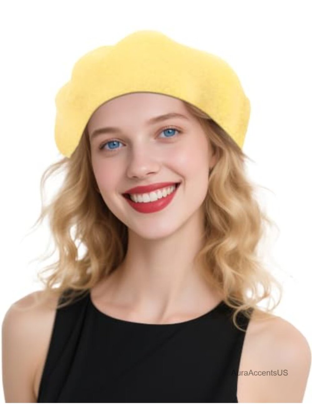French Wool Beret Hat for Women - Solid Color Artist Beanie Cap